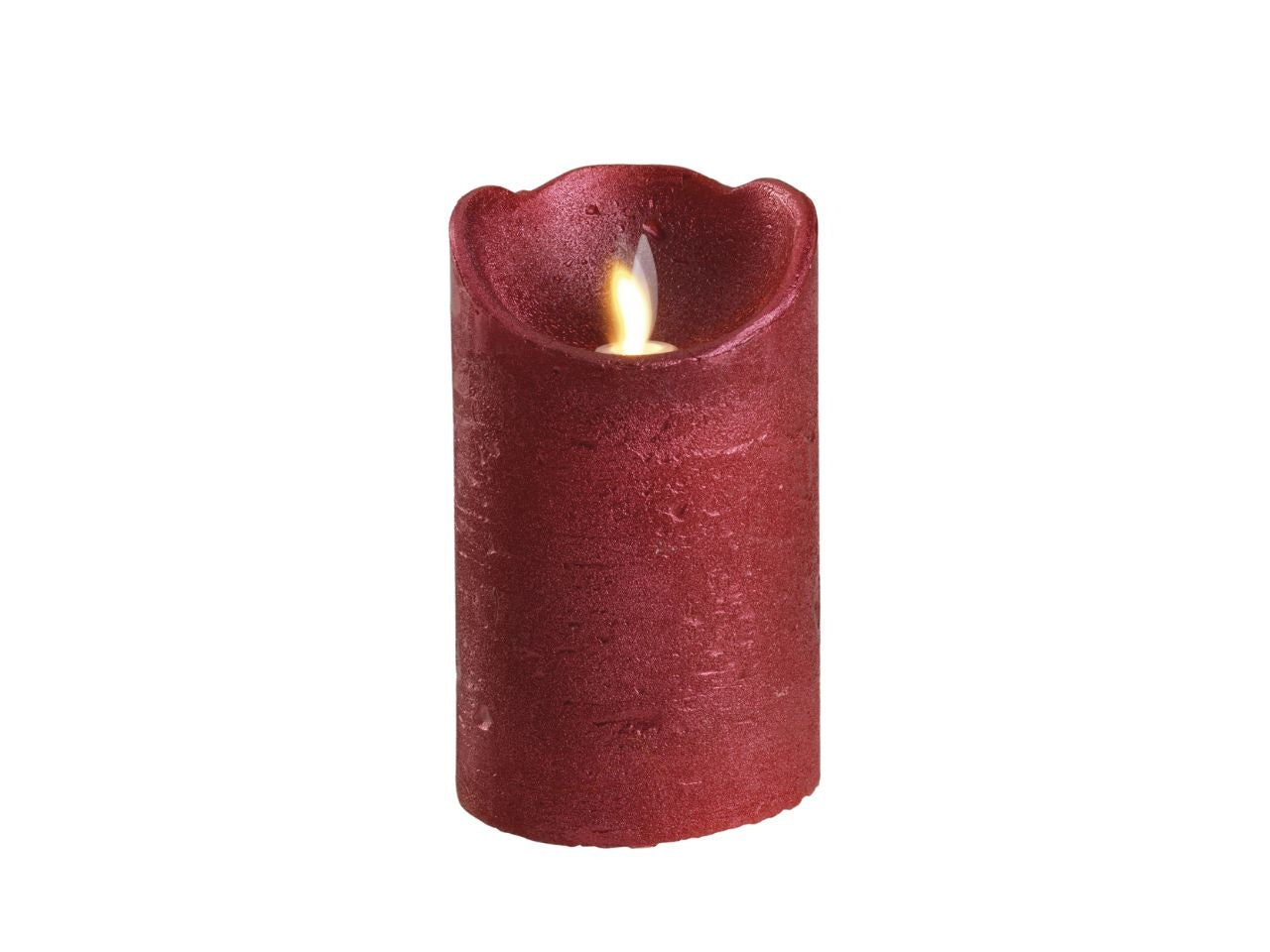 Candela cilindrica a led rossa con fiamma ondeggiante bianco caldo d.7,5x12,5cm  Decoris