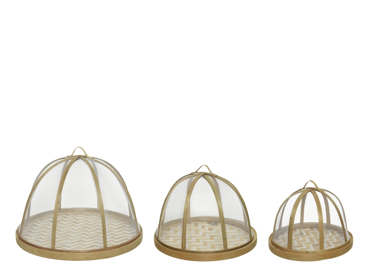 Set da 3 - Coprivivande a cupola in bamboo color naturale - d.31/23,5/19cm h.22/16/13cm - Kaemingk