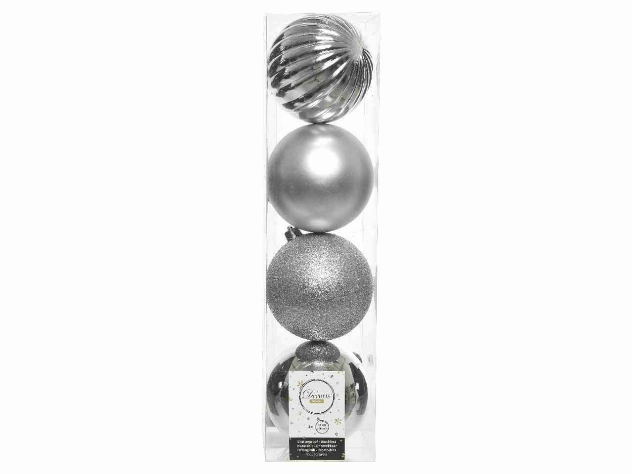 Sfera d.10cm 4pezzi argento