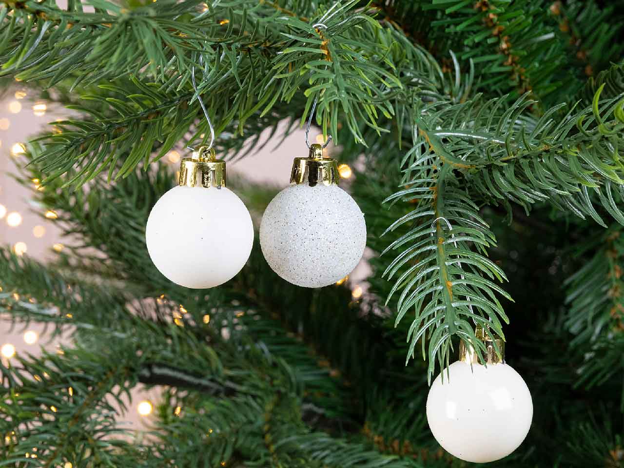 Sfera 3cm 14 pezzi bianco lana 020463