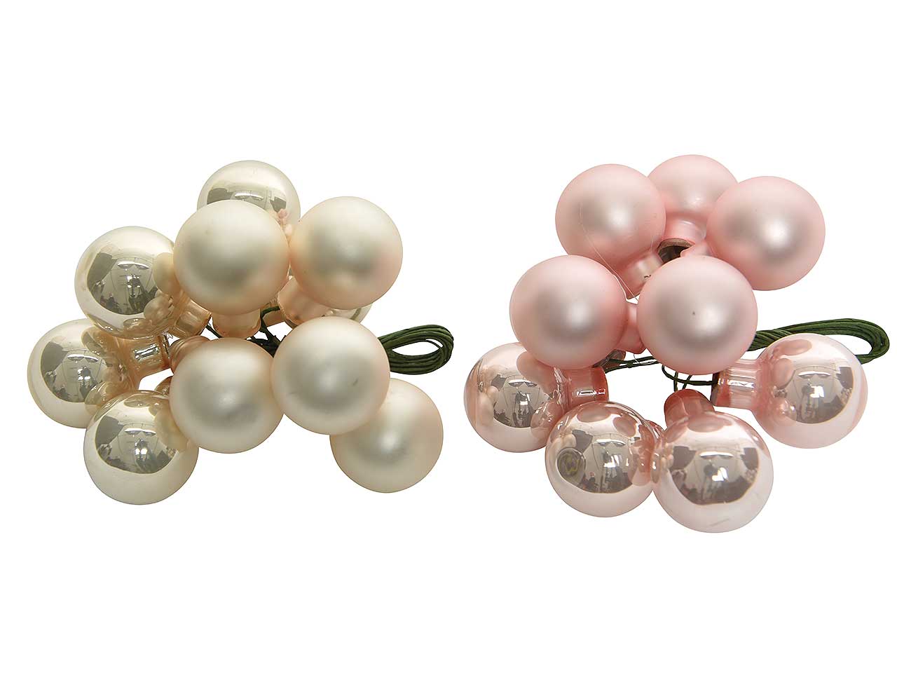 Pendente palle a grappolo di vetro d.2cm smaltate, opache rosa