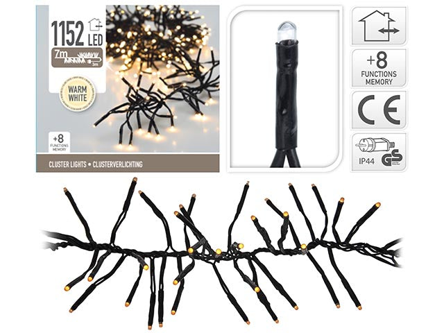 Catena luci cluster 1152led bianco caldo uso esterno