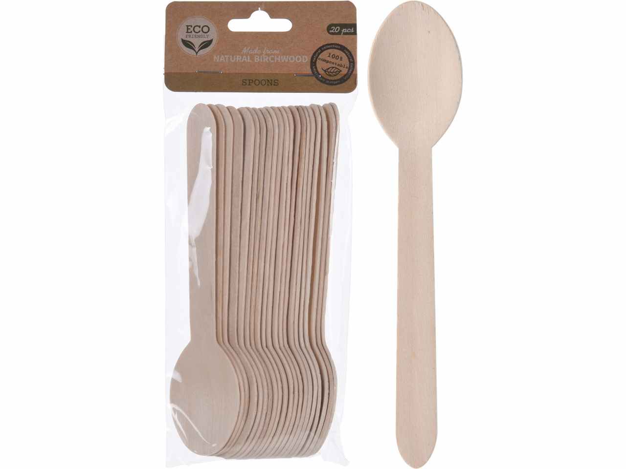Cucchiai legno 20 pezzi 16cm 170431340