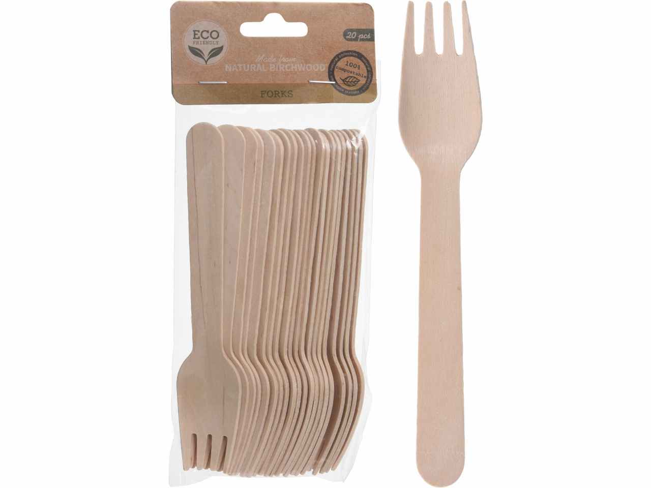 Forchette legno 20 pezzi 16cm 170431350