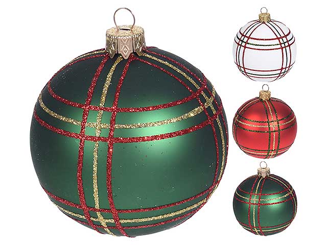 Sfera vetro 10cm scozzese rosso avg111380