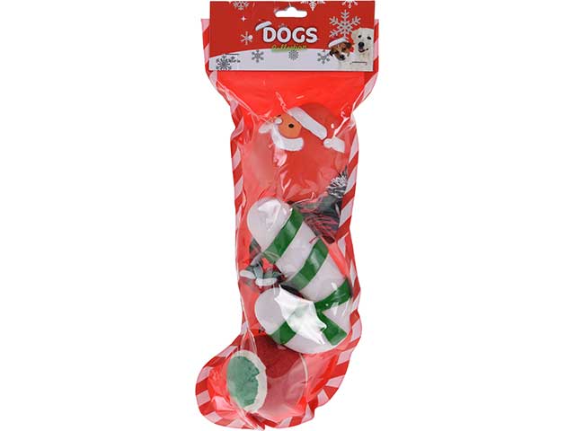 Calza con 4 giochi natalizi per cane