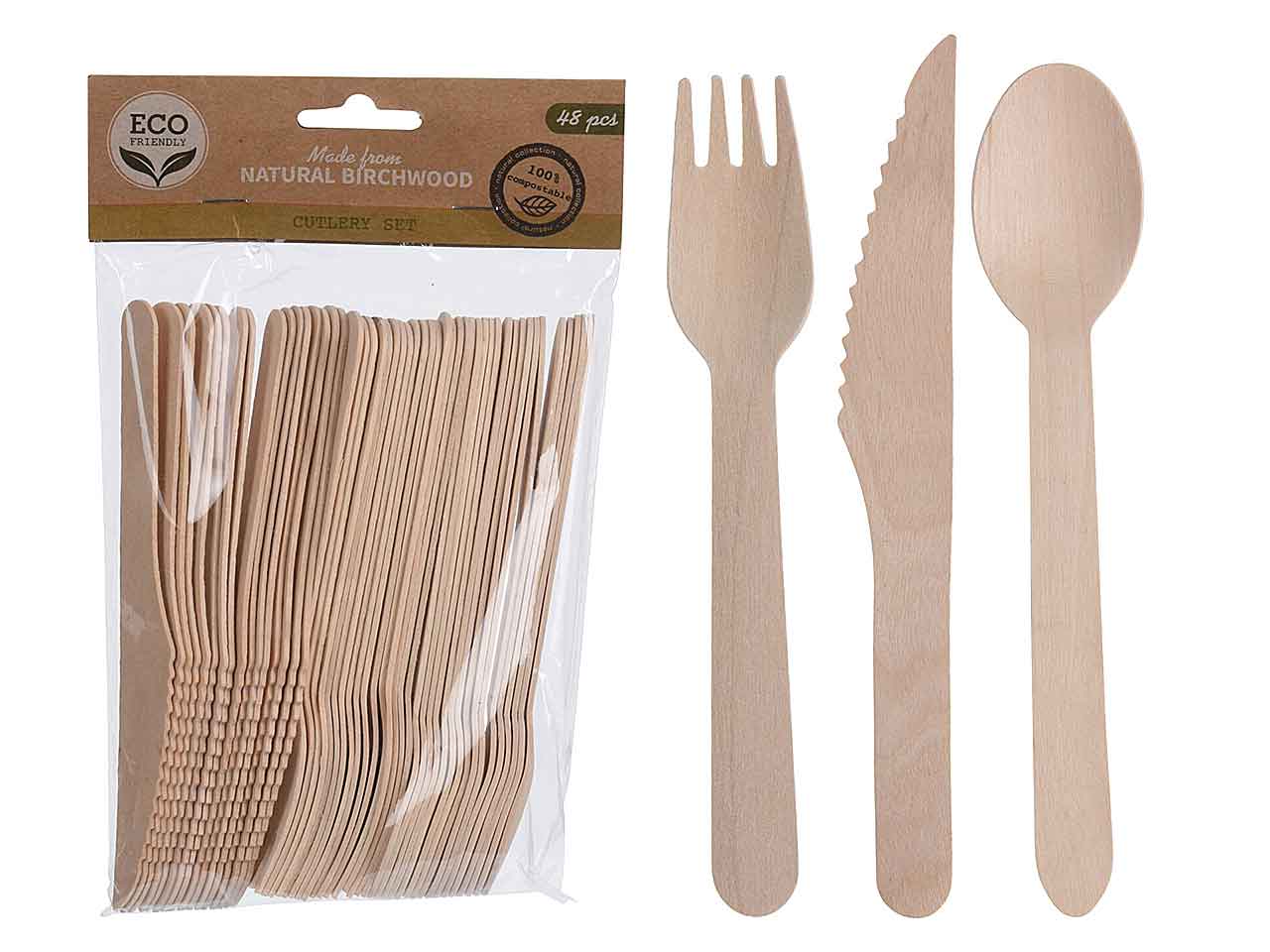 Posate legno eco 48 pezzi 170455770