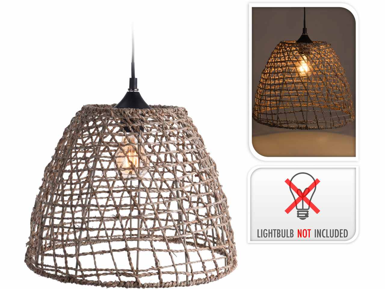 Lampadario paglia 35x29cm e27 hz1960520