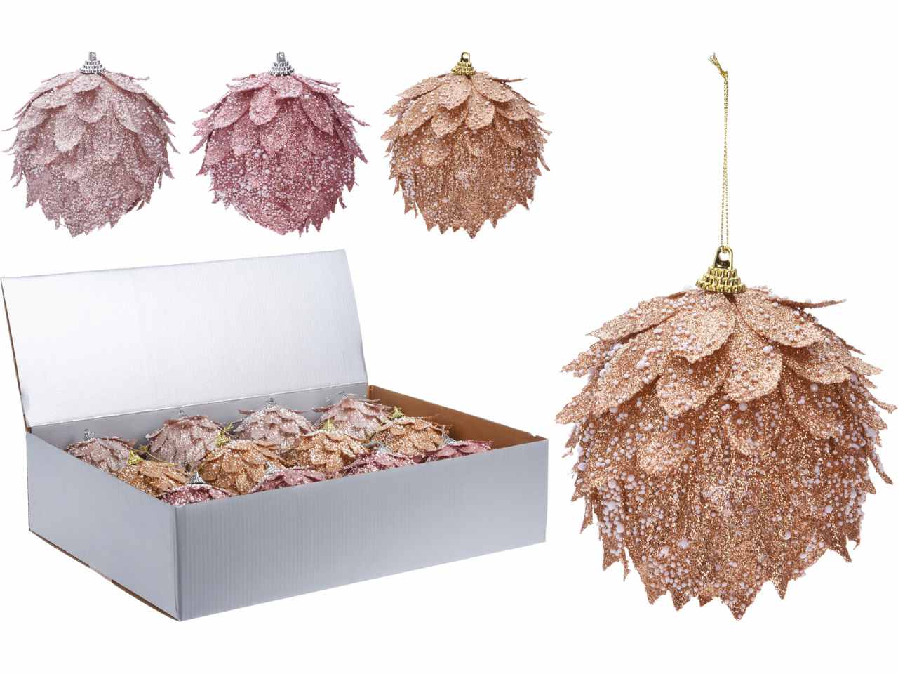 Sfera con foglie rosa d.10cm
