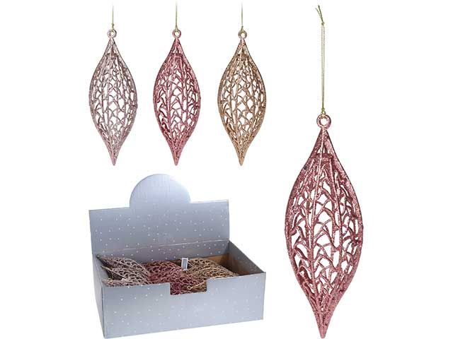 Pendente in plastica glitter 8x22cm rosa