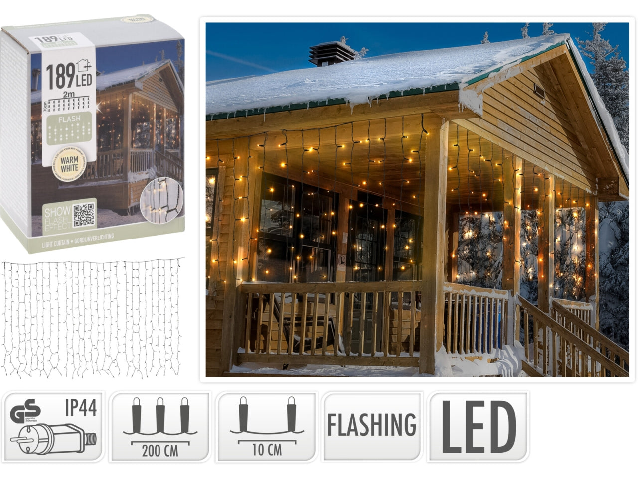 Tenda total flash 189led 2mx70cm