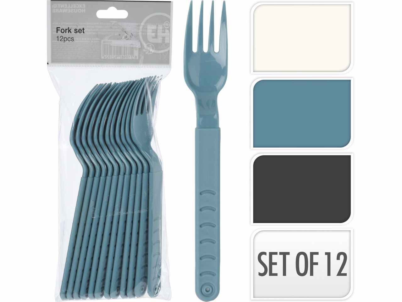 12 forchette in plastica 18cm 3 assortimenti