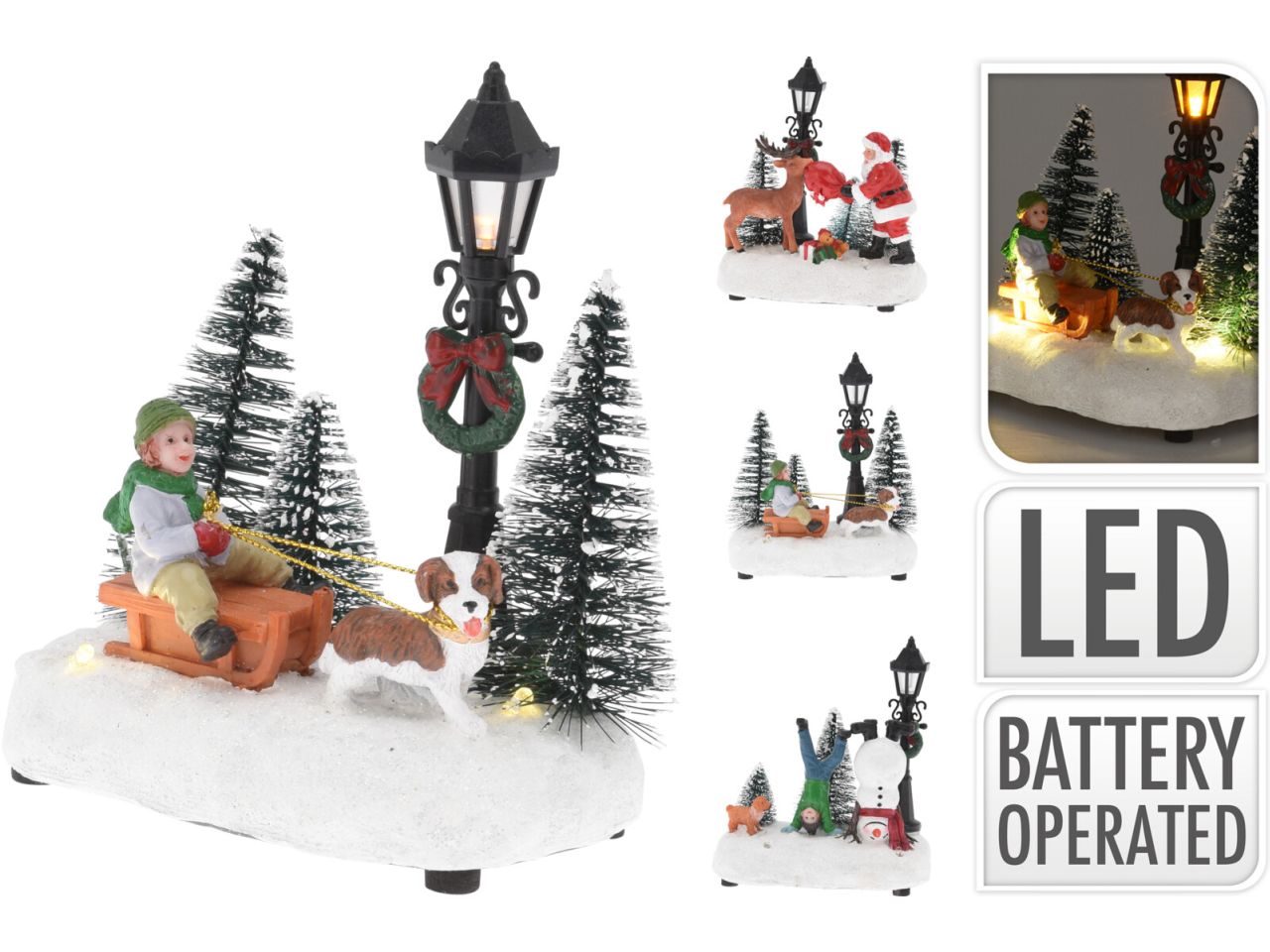 Scenettario natalizio con luci a batteria