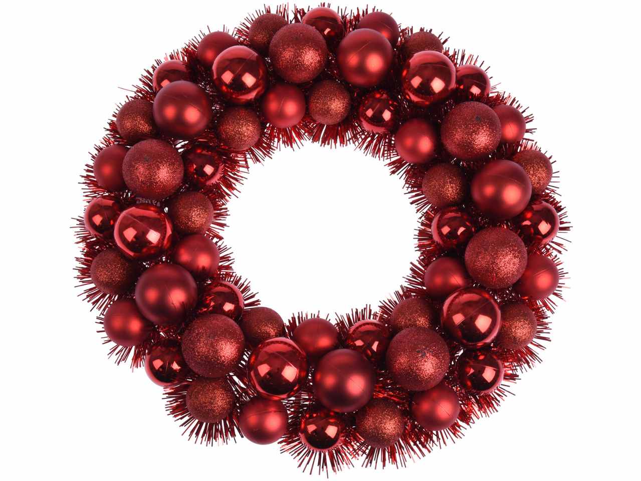 Corona 39cm con 56 sfere rosso