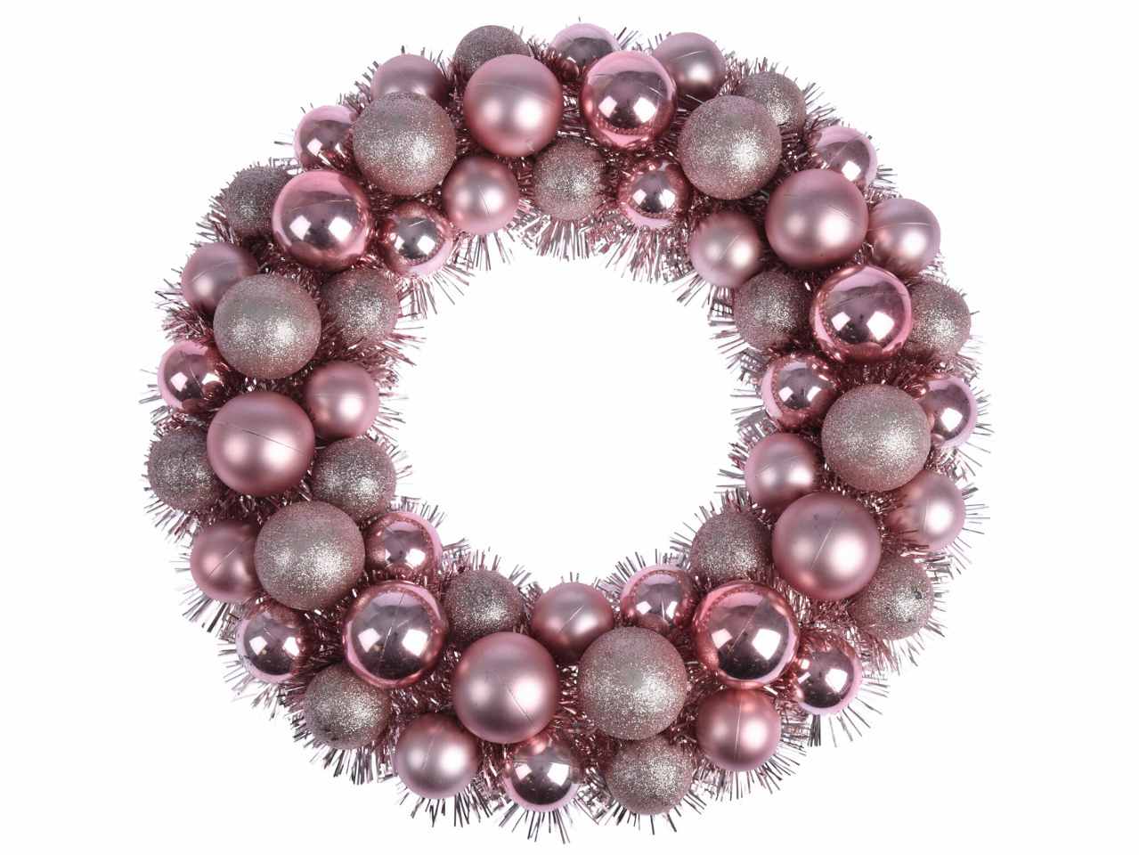 Corona 39cm con 56 sfere rosa