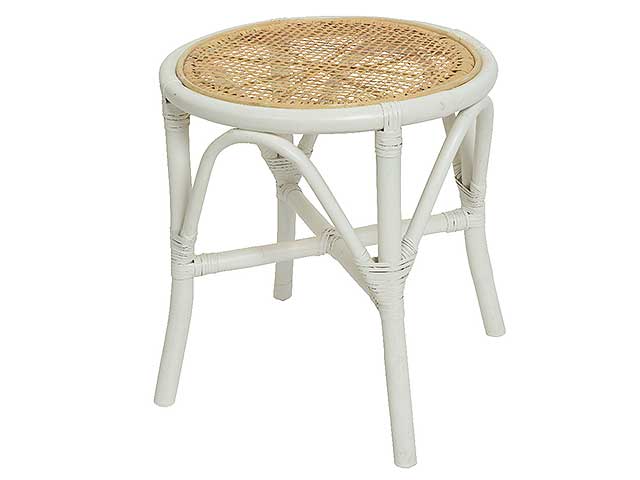 Sgabello in rattan bianco 827343