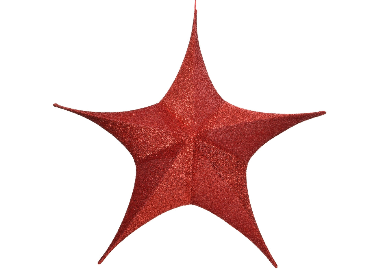 Pendente stella natalizia decorativa d.180x60cm rossa in poliestere