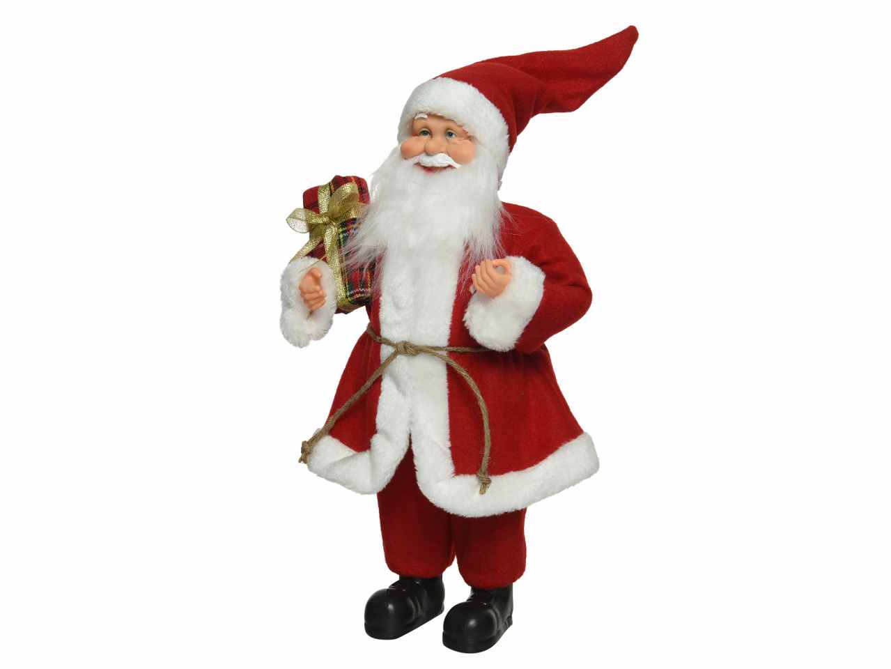 Babbo natale poliestere con doni 10x20x30cm rosso