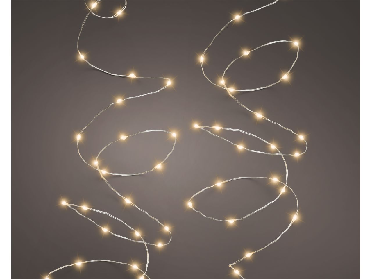 Luci natalizie micro led a stringa fisse per uso esterno colore argento bianco caldo misura lun.1795cm misura del led micro numero di led 360