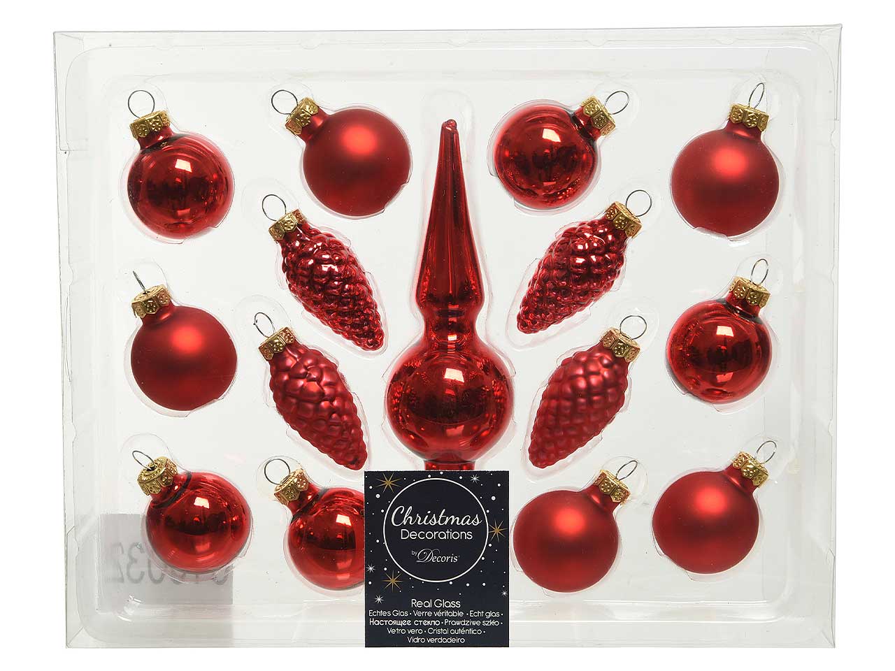 Palline natalizie assortiti rosso in vetro 3xh13