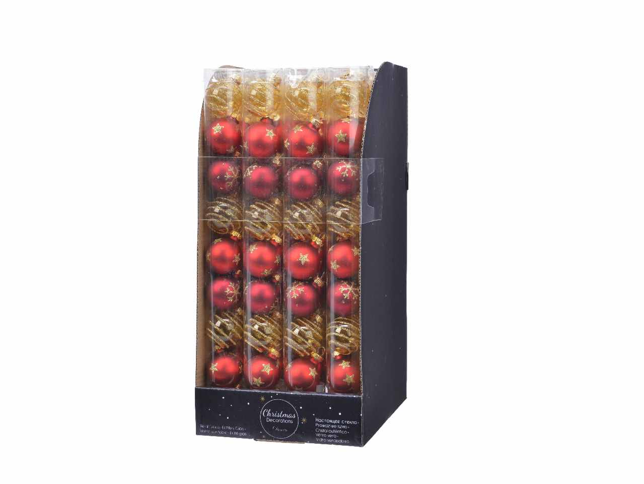 Sfera in vetro d.3cm 9pezzi nei colori rosso e oro