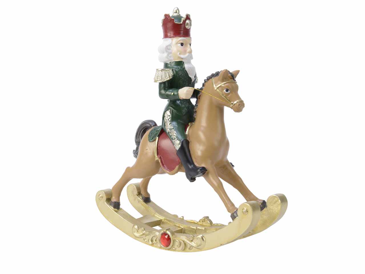 Schiaccianoci in poliresina su cavallo a dondolo 10x29,5x36cm marrone