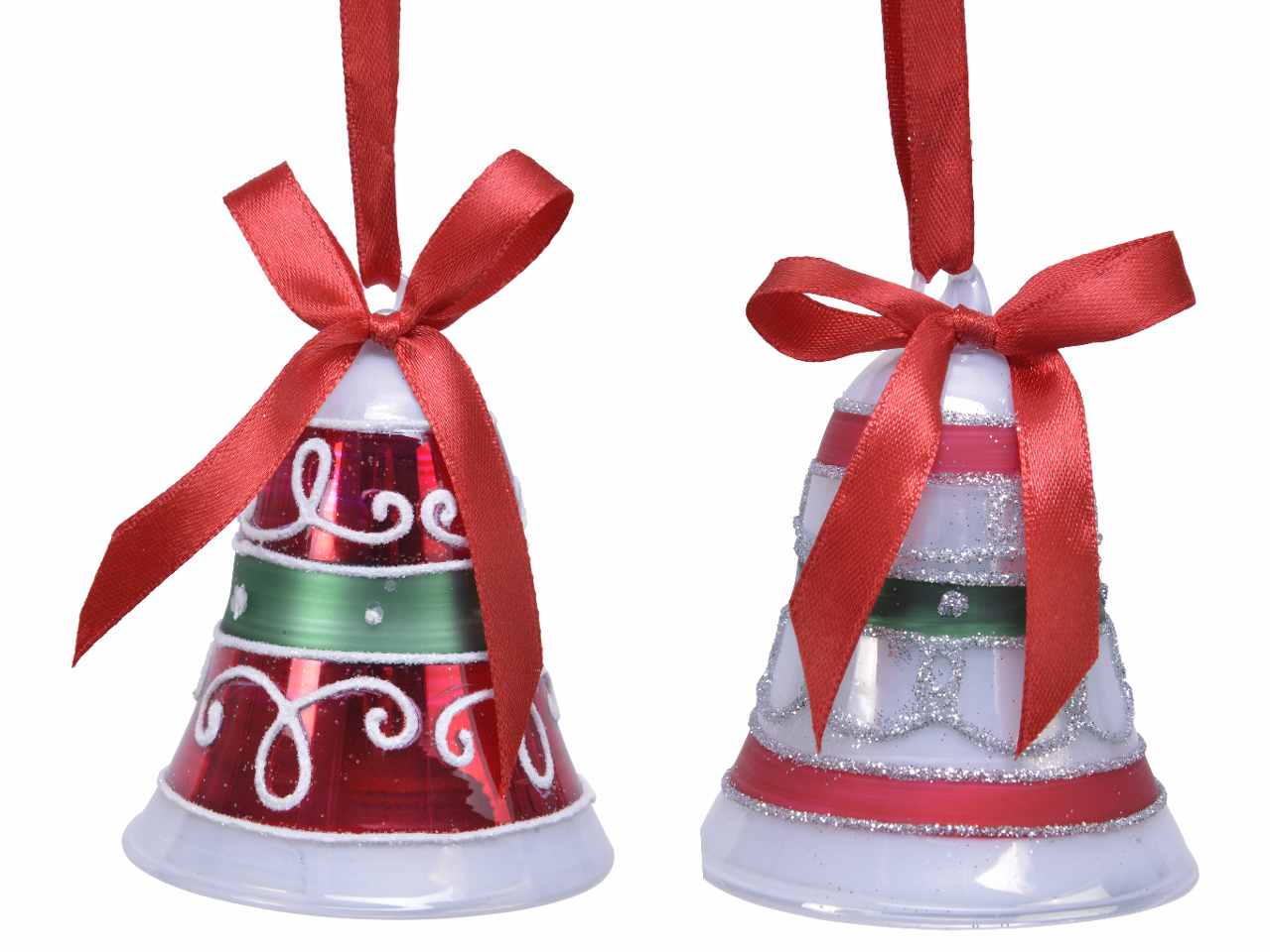 Appendino campana in vetro con glitter 8cm d.6,5cm