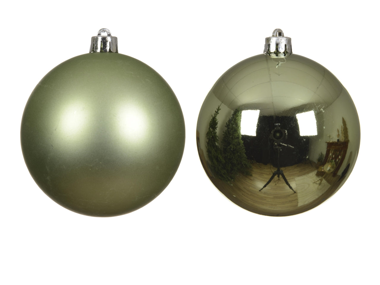Palla natalizia tè verde opaca e lucida in plastica d.10 cm, set da 4 palle - Decoris
