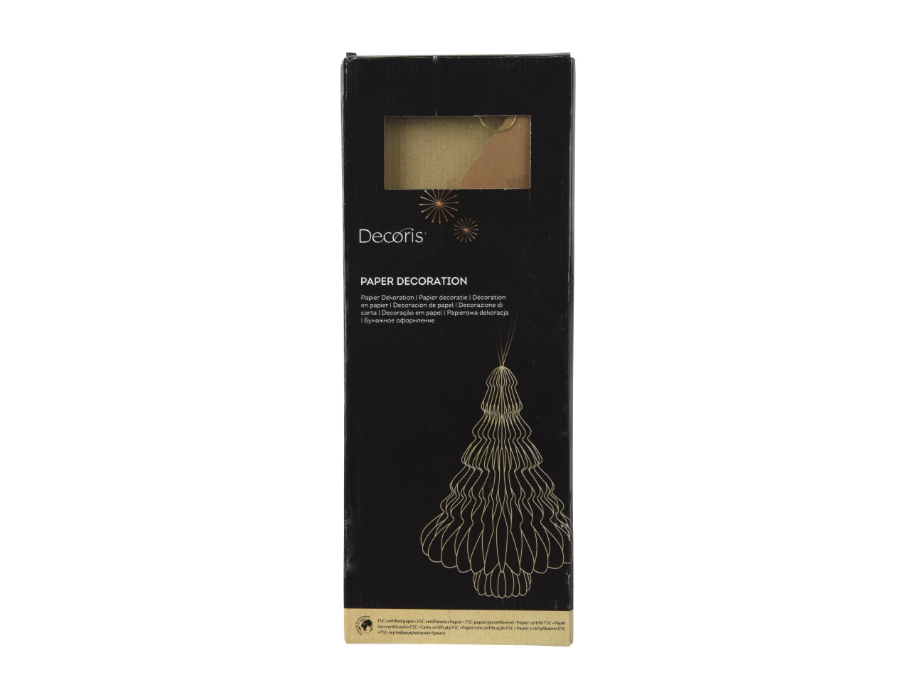 Pendente alberello in carta d.30x40cm marrone bordo verniciato champagne chiusura magnetica