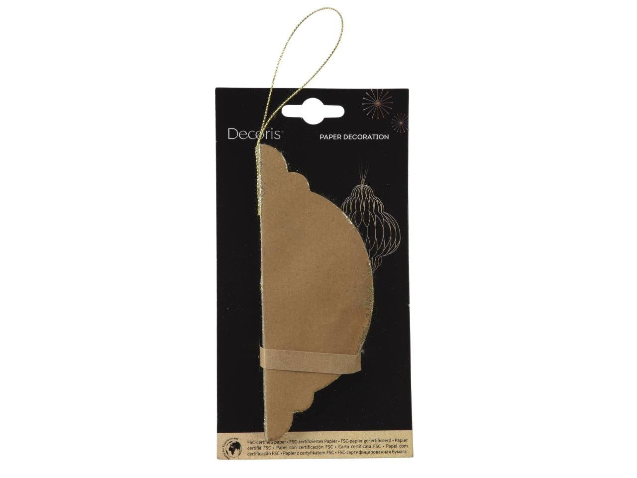 Pendente palla in carta d.11,25x15cm marrone bordo verniciato champagne chiusura megnetica