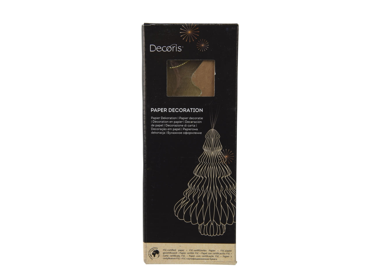 Pendente alberello in carta d.15x20cm marrone bordo verniciato champagne chiusura magnetica