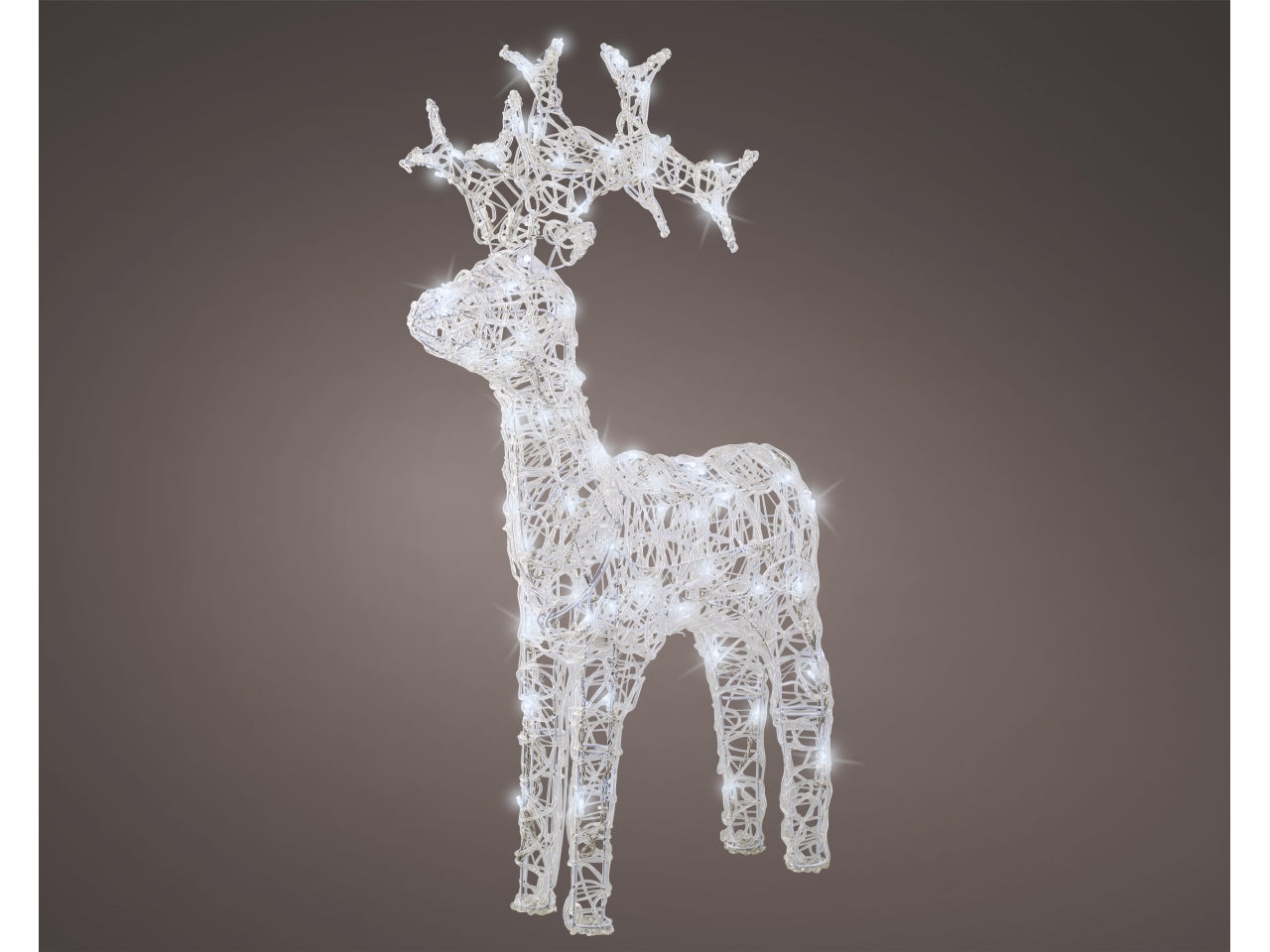 Renna 3D luminosa bianco freddo con 80 led effetto lampeggiante 57,5x18x89 cm - Lumineo