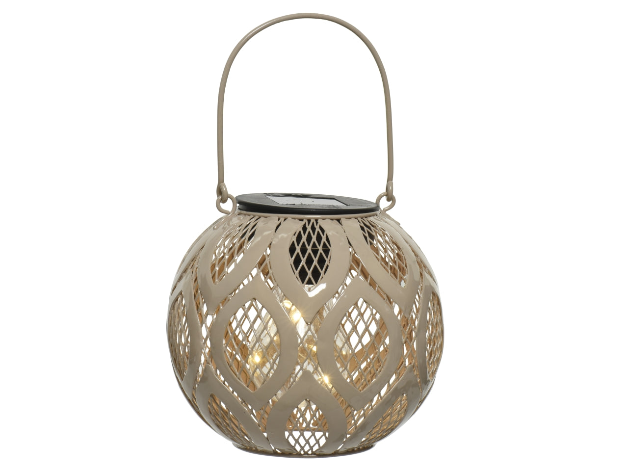 Lampada solare da giardino in metallo e plastica stile etnico, luce led bianco calda, modalità fissa, durata 6 ore - disponibile in 3 colori - h.12,5xd.13,5cm - Kaemingk