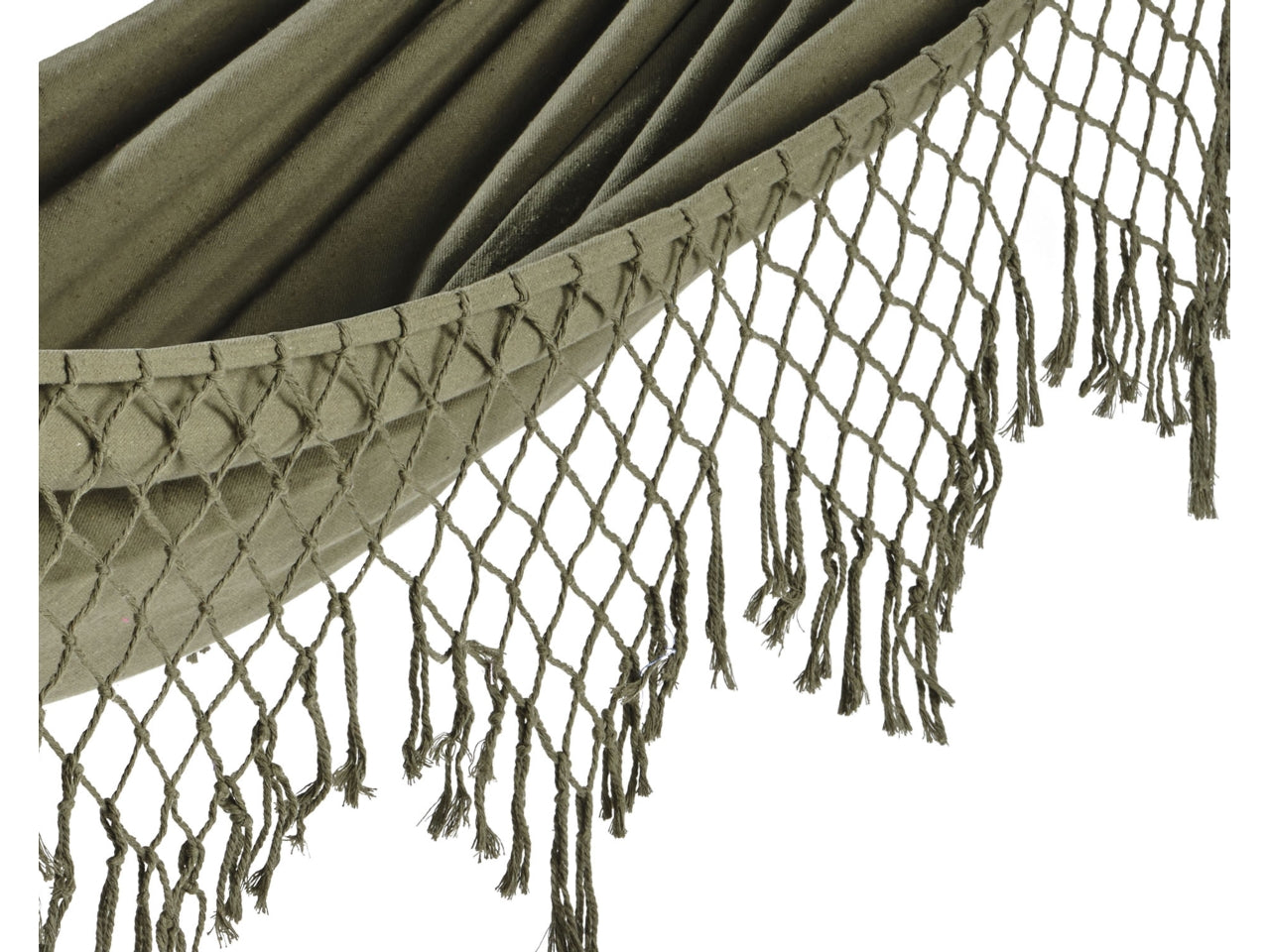 Amaca sospesa da esterno in cotone verdone con frange decorative - Kaemingk