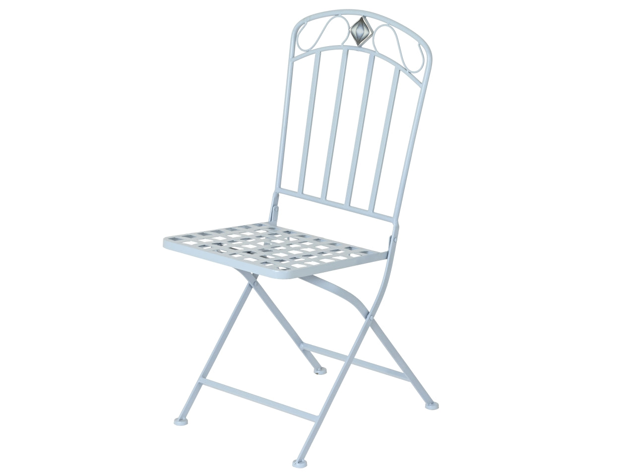 Sedia da giardino in metallo celeste pieghevole stile mediterraneo 50x37x92,5 cm - Kaemingk