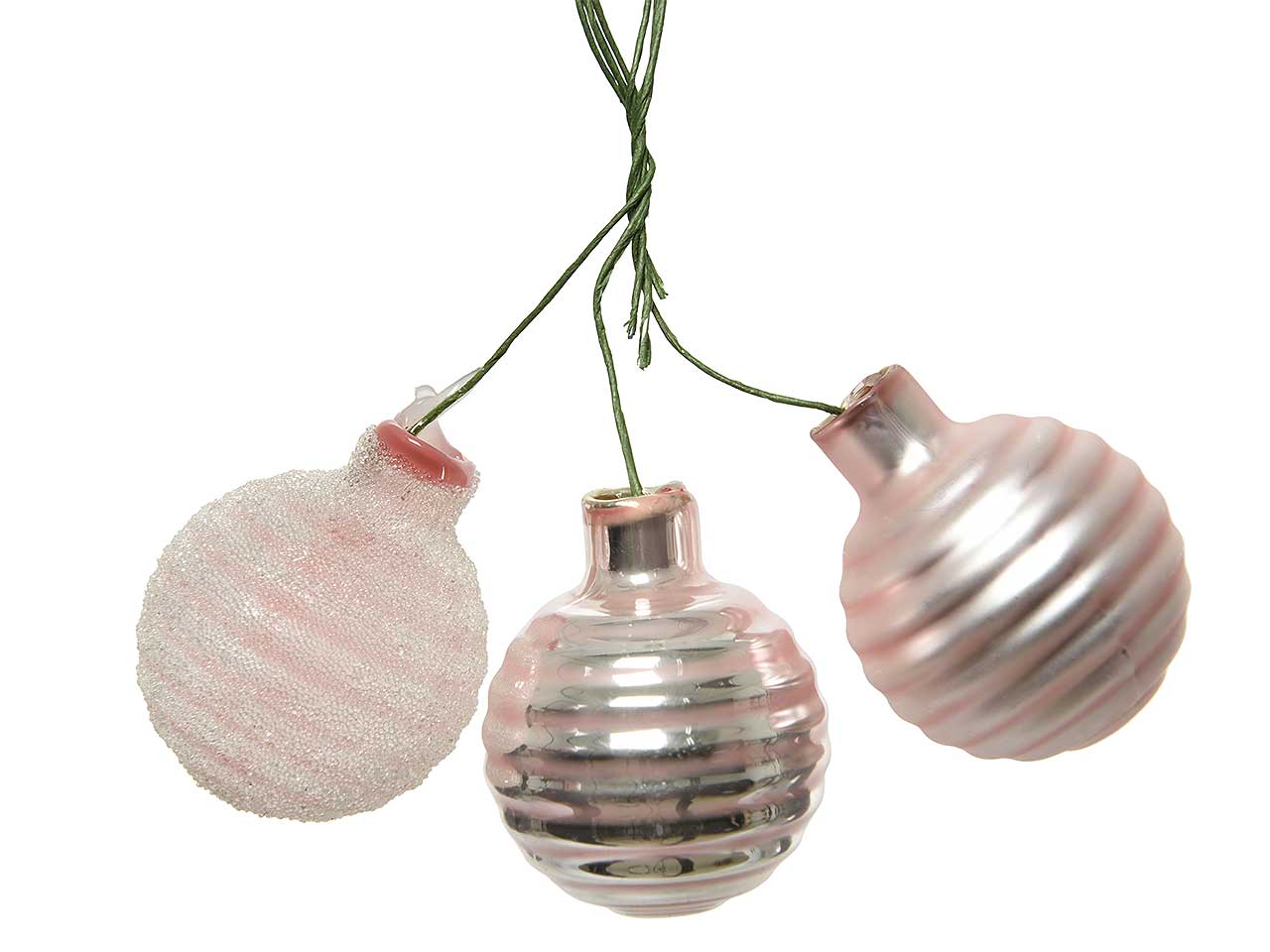 Palline natalizie mazzetto assortiti cipria in vetro diametro 3cm - 3 pezzi