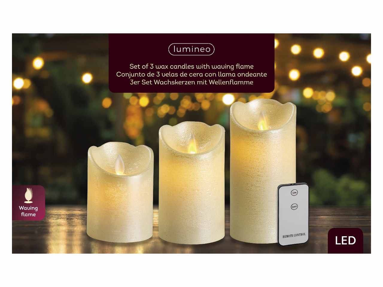 Candela bianca led bianco caldo 15cm d.7,5cm