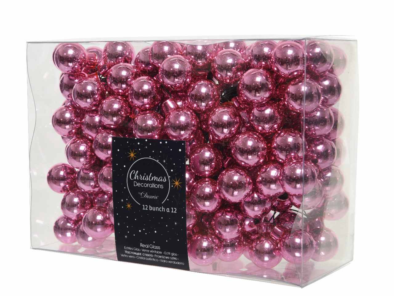 Sfere su filo in vetro lucido d.2cm rosa
