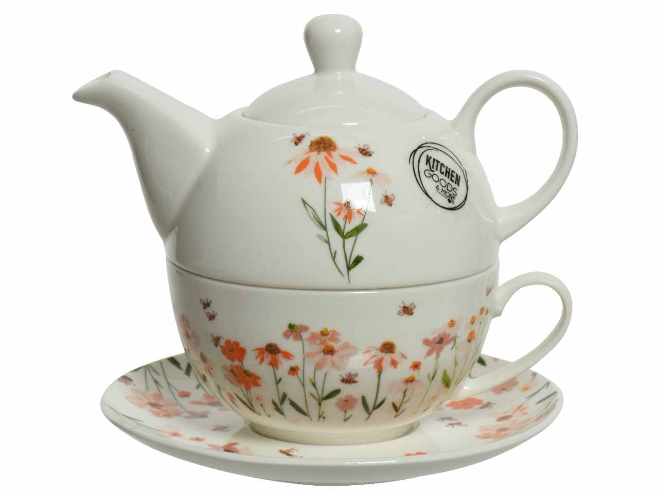 Teiera e tazza impilabile in porcellana lavabile in lavastoviglie adatta per microonde e forno 6xh.16cm