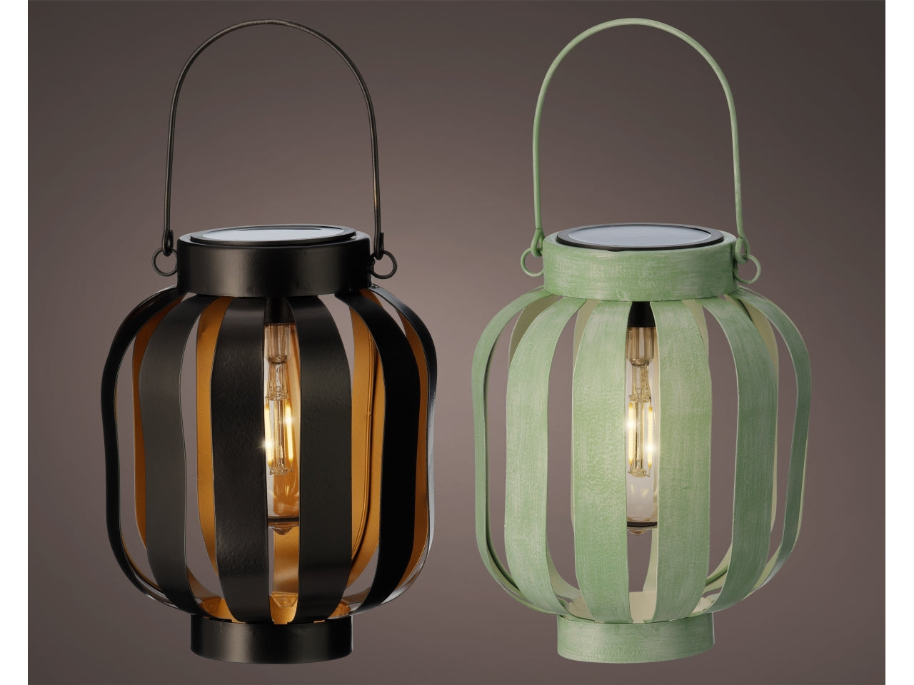 Lanterna solare in metallo stile industrial Kaemingk 22cm - 2 colori disponibili