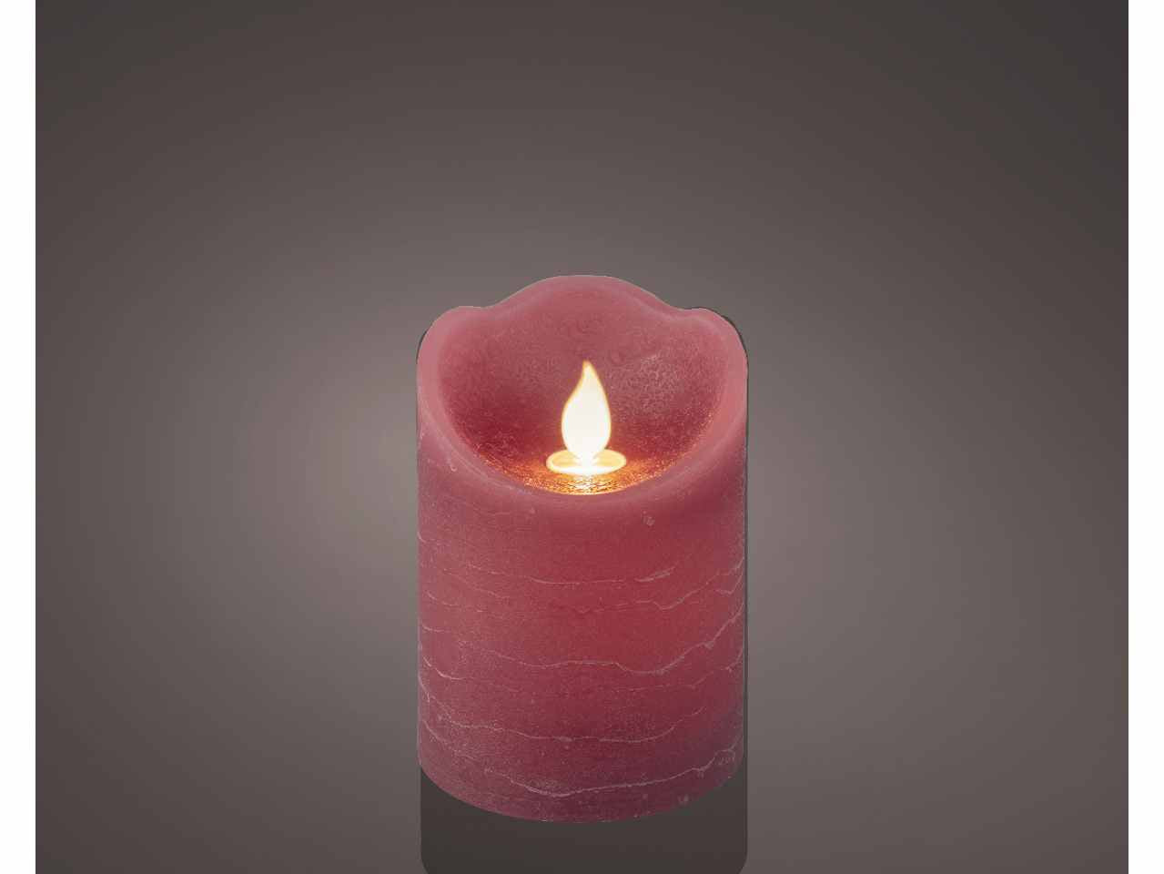 Candela led rosa 10cm d.7,5cm con funzionamento a batteria uso interno