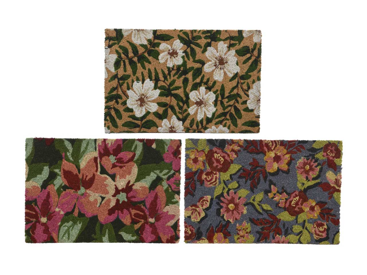 Zerbino in fibra di cocco per interni con stampa floreale 40x60xh.1,5cm - disponibile in 3 decori