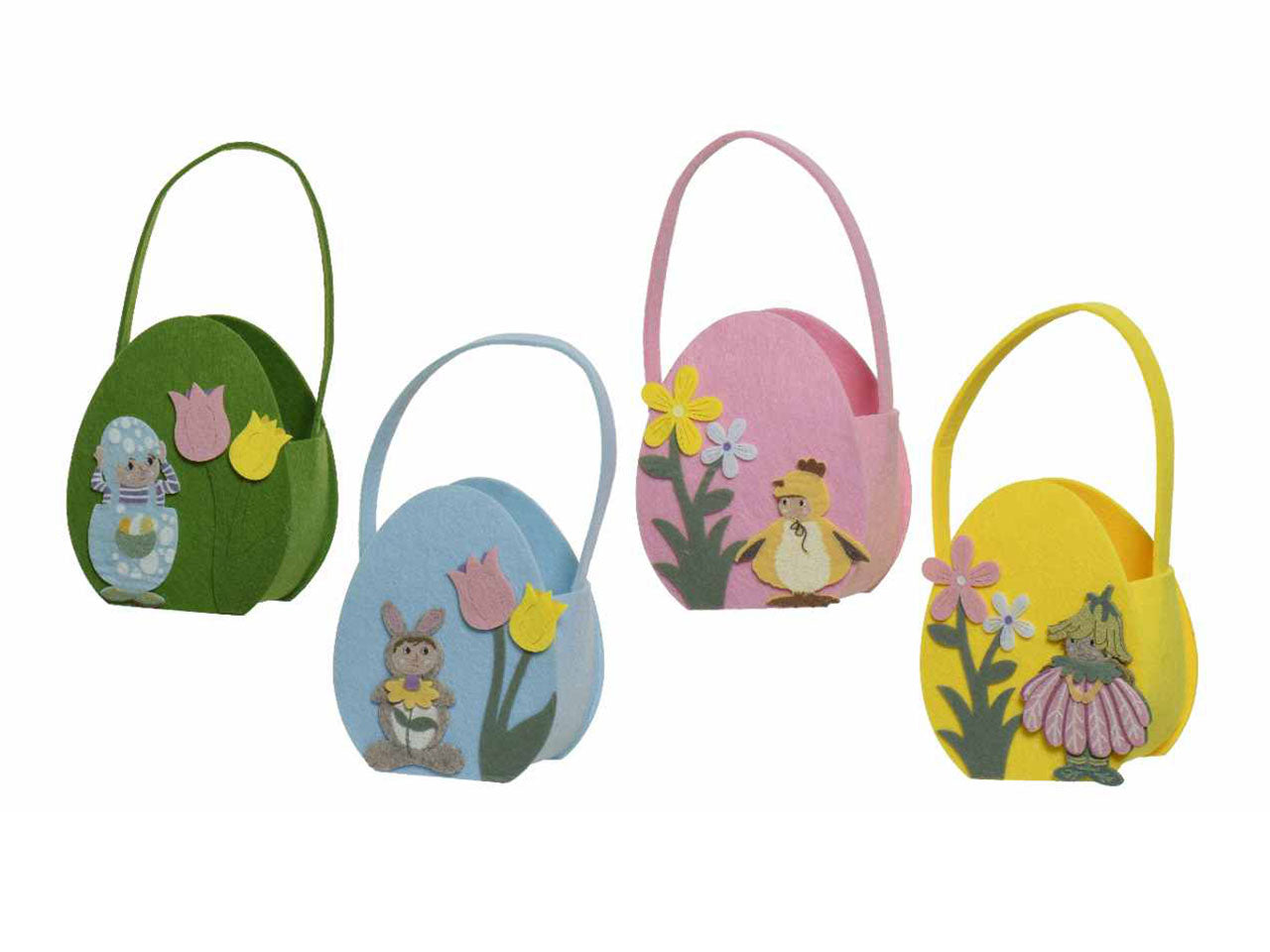 Cestino in feltro con figure gli amici del prato 4 assortiment dii figure e colori 15xh.18cm