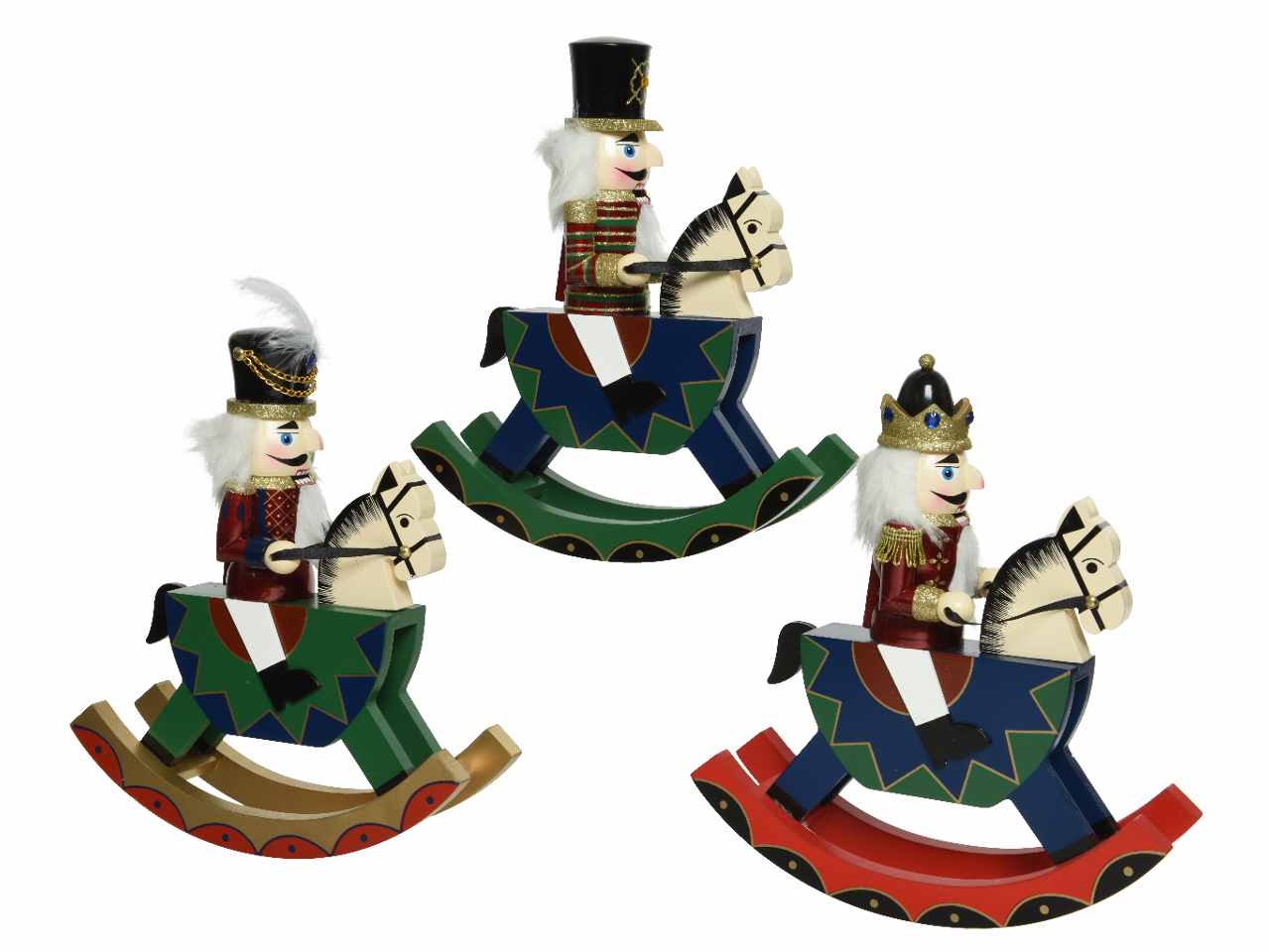 Schiaccianoci legno su cavallo a dondolo 29x8,5x35cm bordeaux
