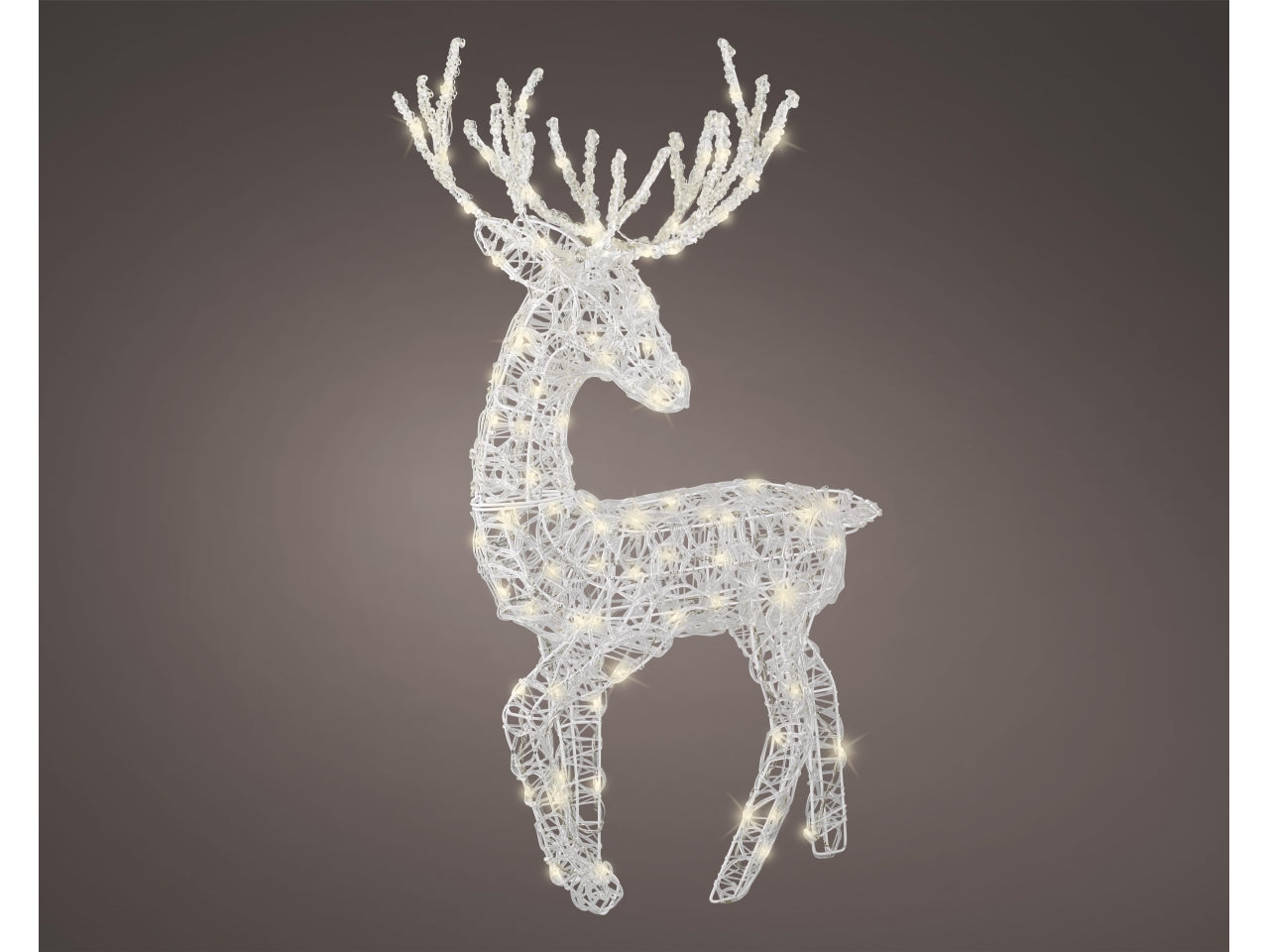 Renna decorativa con led 52x32x94cm effetto lampeggiante bianca per uso esterno