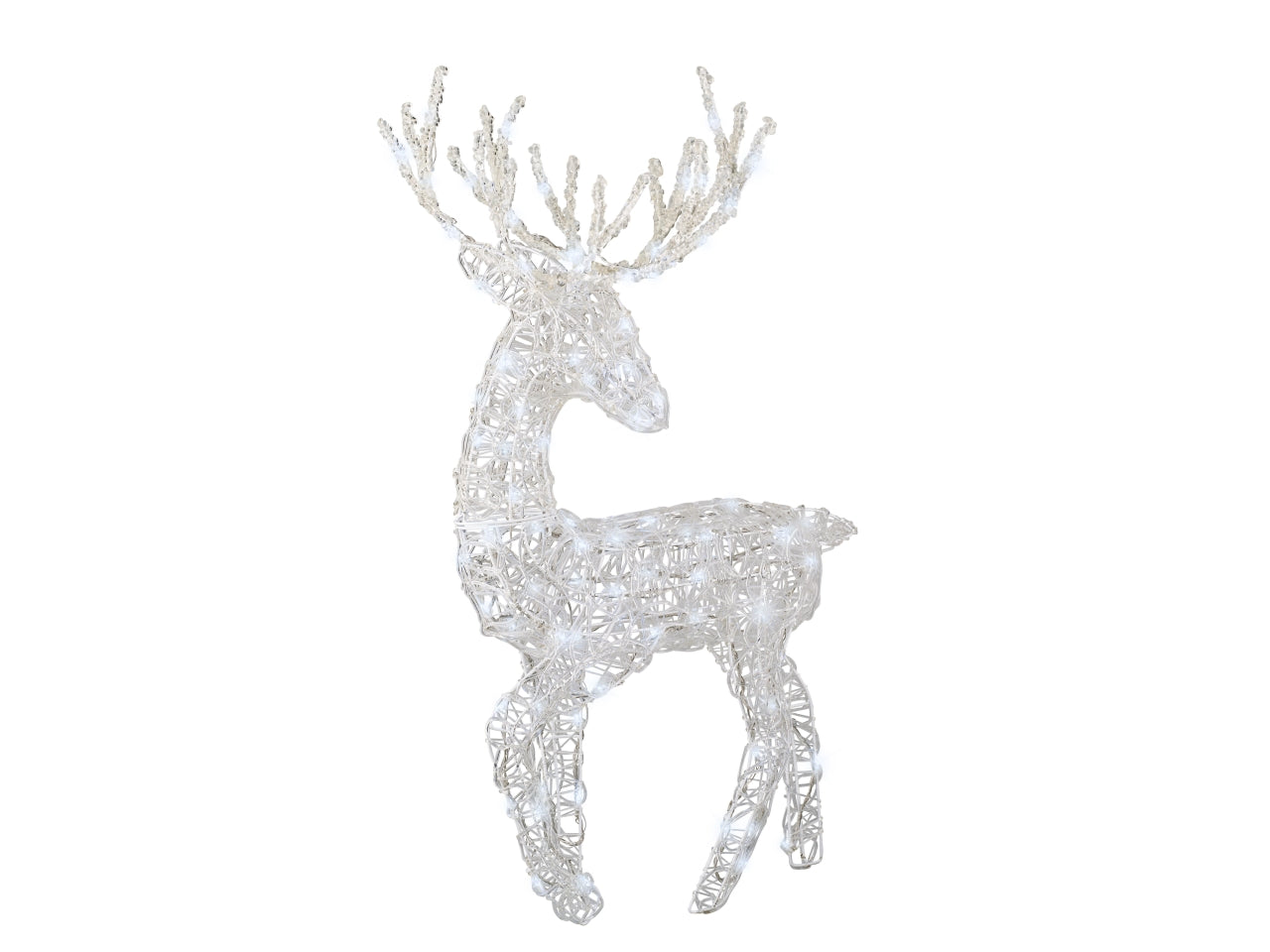 Renna 3D luminosa bianco freddo con 100 led effetto lampeggiante 52x32x94 cm - Lumineo
