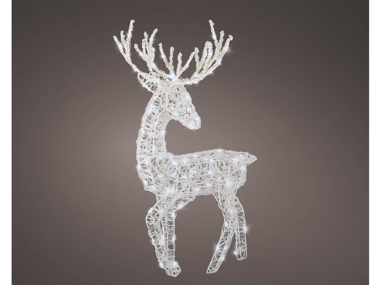Renna 3D luminosa bianco freddo con 100 led effetto lampeggiante 52x32x94 cm - Lumineo