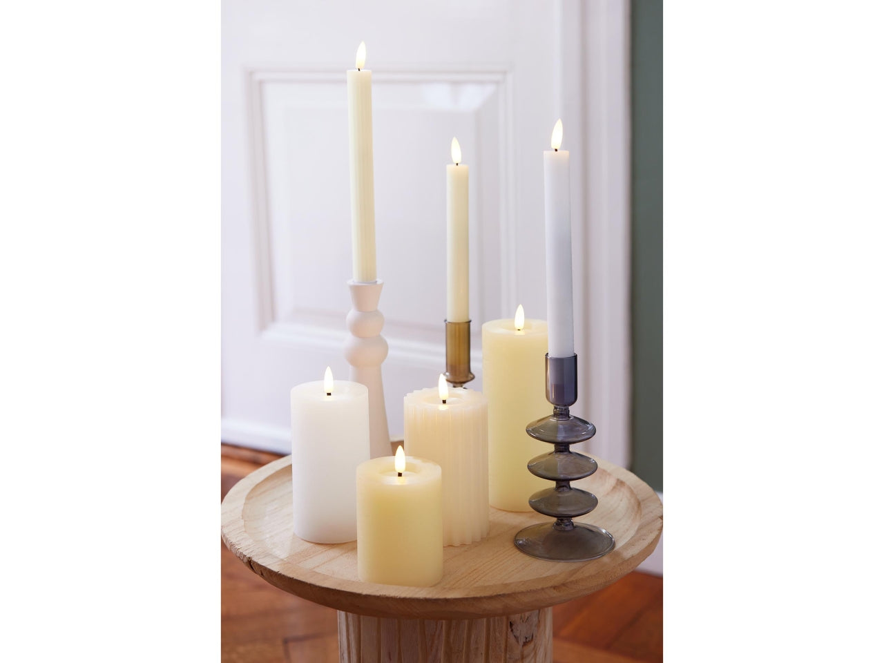 Candela con stoppino led d.2,2x24,5cm a batteria bianca