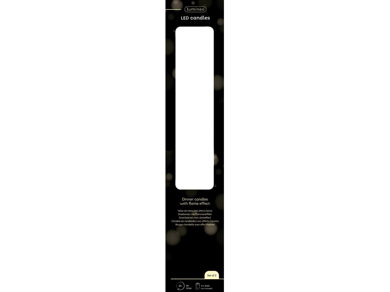 Candela con stoppino led d.2,2x24,5cm a batteria bianca