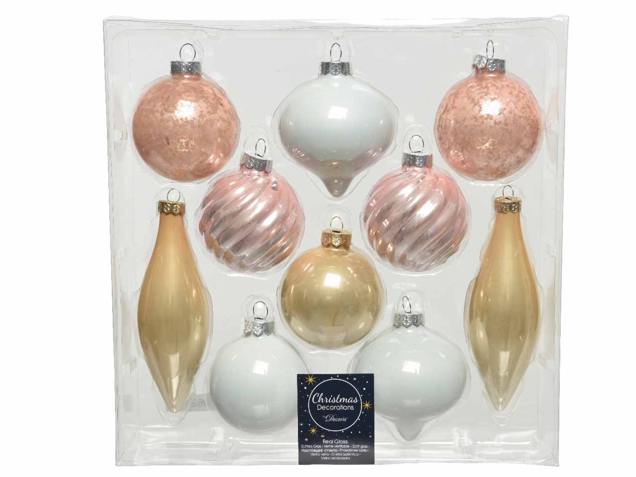 Sfera in vetro d.6x23cm rosa e bianco